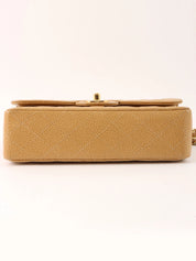 2000 Caviar Skin Classic Flap Chain Bag, 23cm, Beige