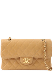 2000 Caviar Skin Classic Flap Chain Bag, 23cm, Beige