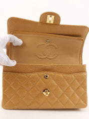 2000 Caviar Skin Classic Flap Chain Bag, 23cm, Beige