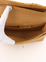 2000 Caviar Skin Classic Flap Chain Bag, 23cm, Beige