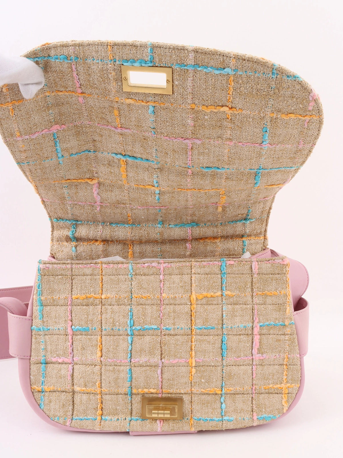 2.55 Tweed Quilted Shoulder Bag, Beige/Pink/Multi, circa 2000