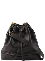 1997 Caviar Skin 6CC Mark Stitch Drawstring Shoulder Bag Black