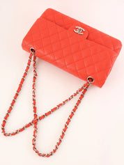 2007 Punched Leather CC Turnlock Chain Shoulder Bag in Red