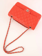 2007 Punched Leather CC Turnlock Chain Shoulder Bag in Red