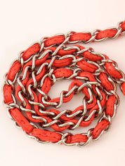 2007 Punched Leather CC Turnlock Chain Shoulder Bag in Red