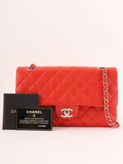 2007 Punched Leather CC Turnlock Chain Shoulder Bag in Red