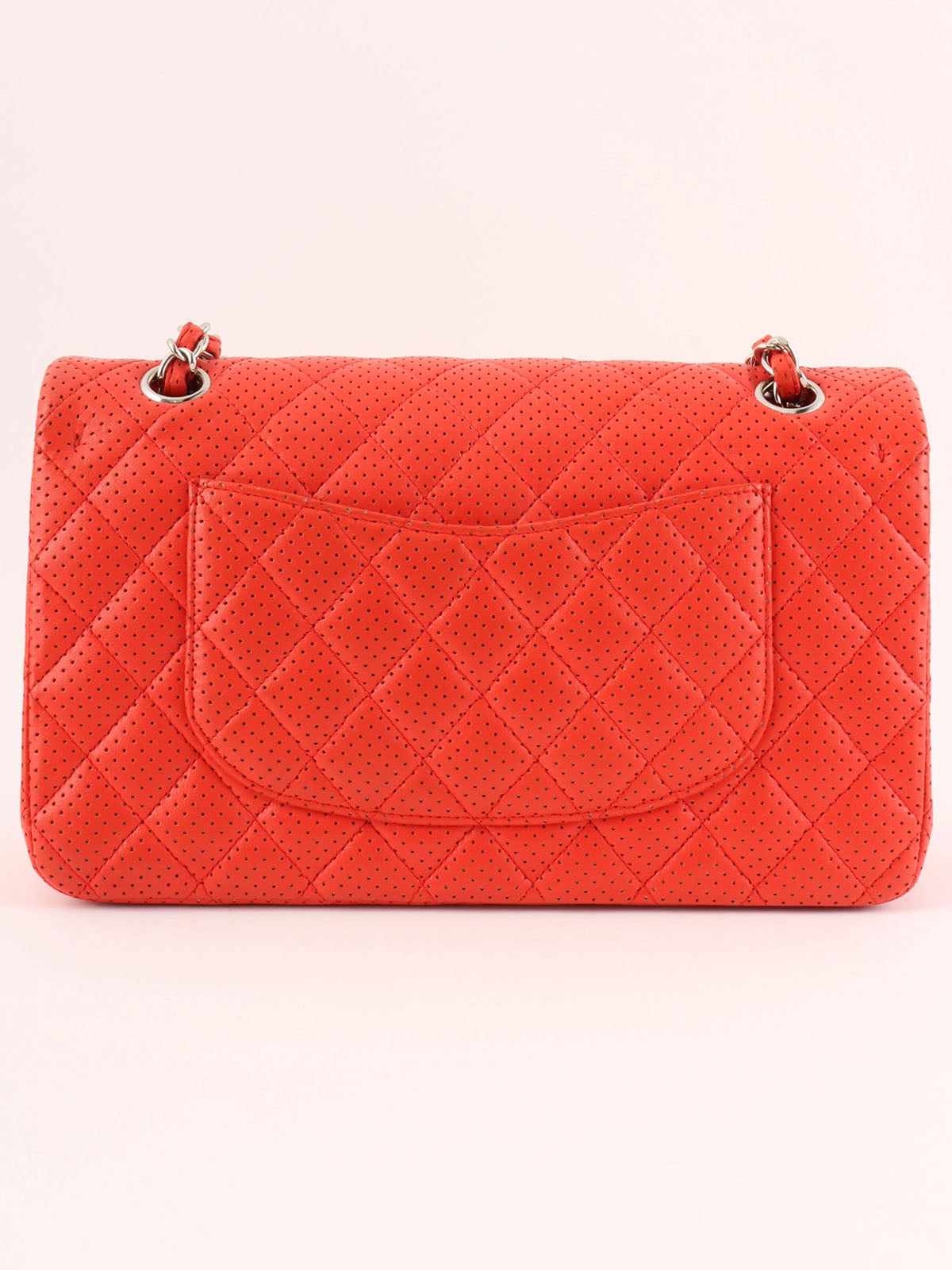 2007 Punched Leather CC Turnlock Chain Shoulder Bag in Red