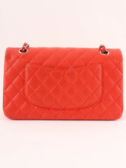 2007 Punched Leather CC Turnlock Chain Shoulder Bag in Red