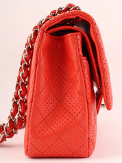 2007 Punched Leather CC Turnlock Chain Shoulder Bag in Red