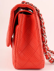 2007 Punched Leather CC Turnlock Chain Shoulder Bag in Red