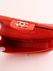 2007 Punched Leather CC Turnlock Chain Shoulder Bag in Red