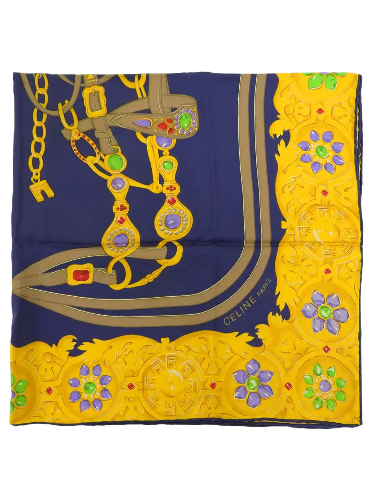 Jewelry Pattern Scarf Navy/Gold