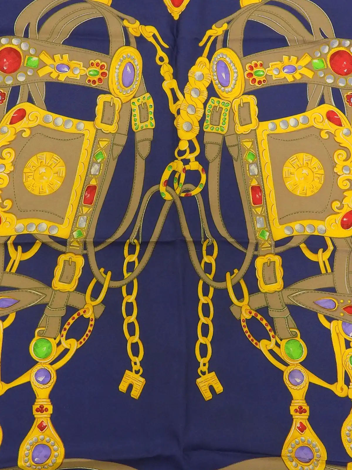Jewelry Pattern Scarf Navy/Gold