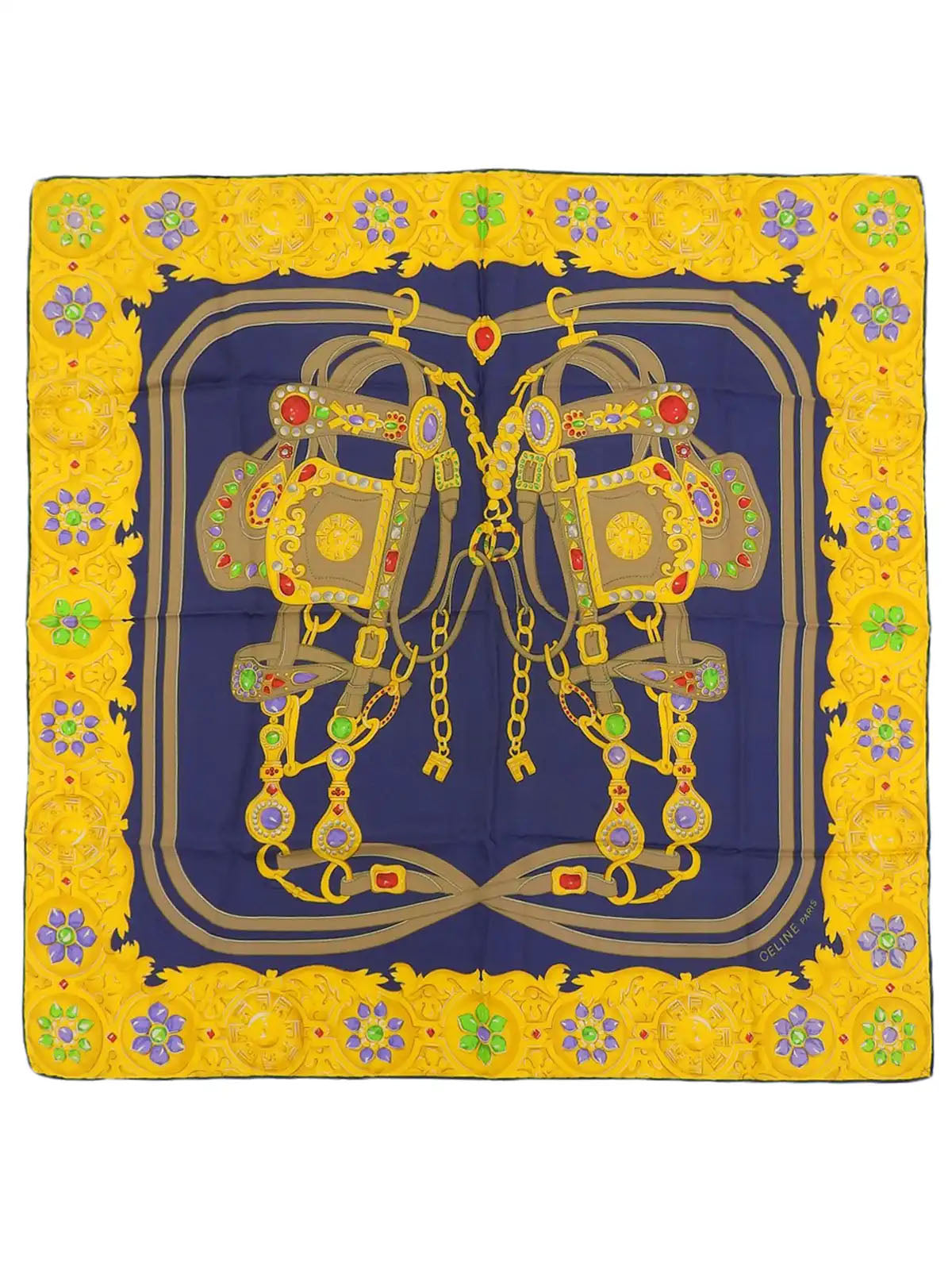 Jewelry Pattern Scarf Navy/Gold