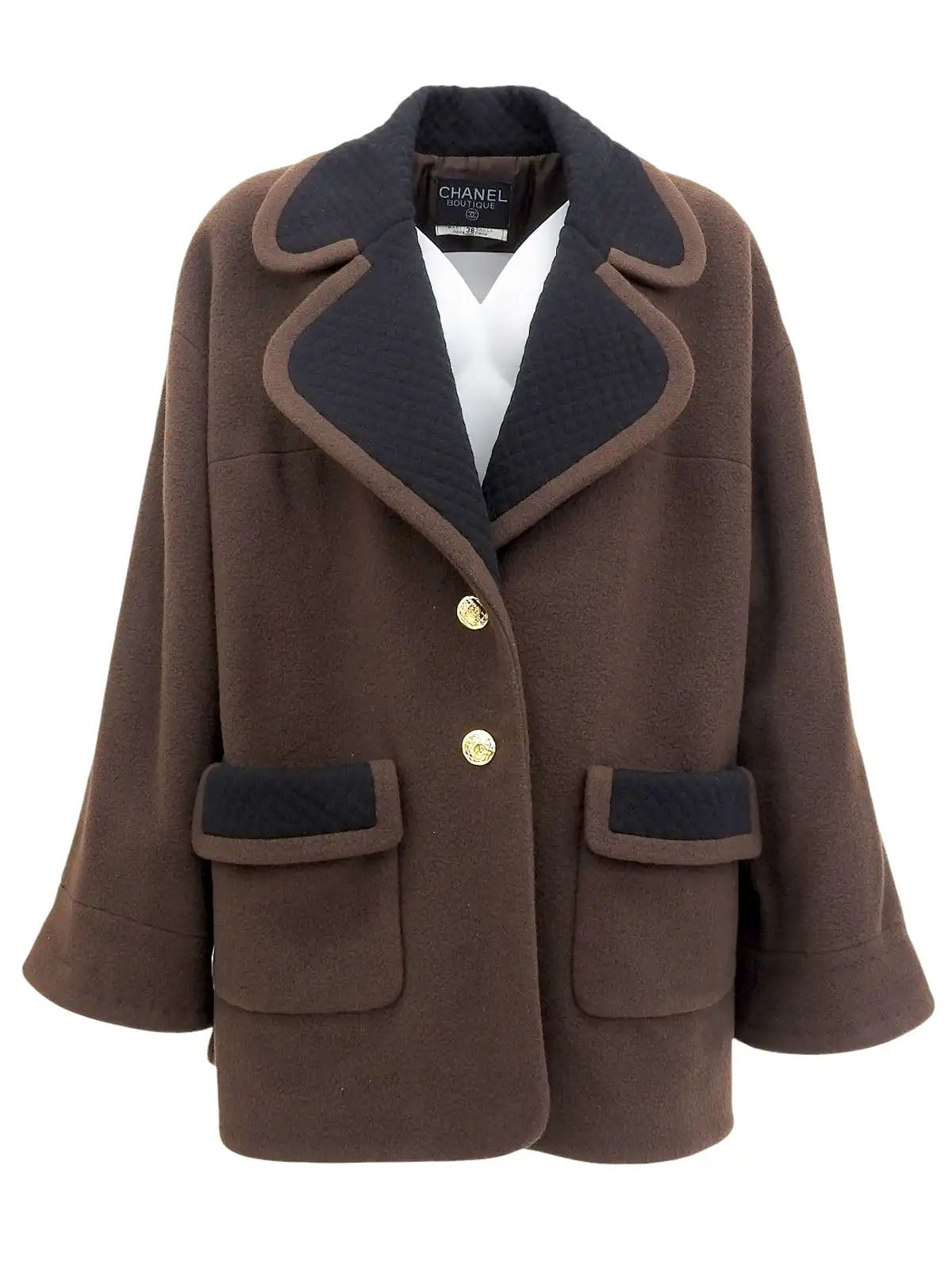 CCマークボタンコート　ブラウン/マルチ