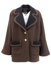 CCマークボタンコート　ブラウン/マルチ