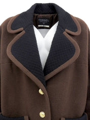 CCマークボタンコート　ブラウン/マルチ