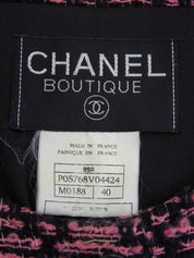 ツイードCCマークジャケット ブラック/ピンク