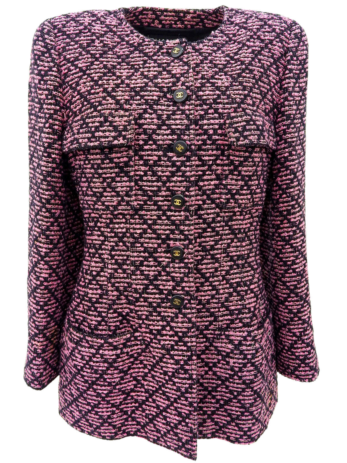 Tweed CC Mark Jacket in Black/Pink