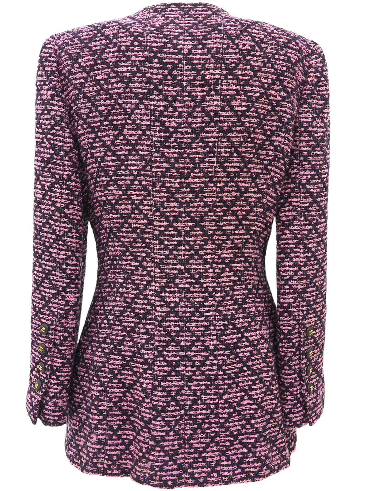 ツイードCCマークジャケット ブラック/ピンク