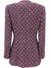 ツイードCCマークジャケット ブラック/ピンク