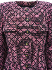 ツイードCCマークジャケット ブラック/ピンク