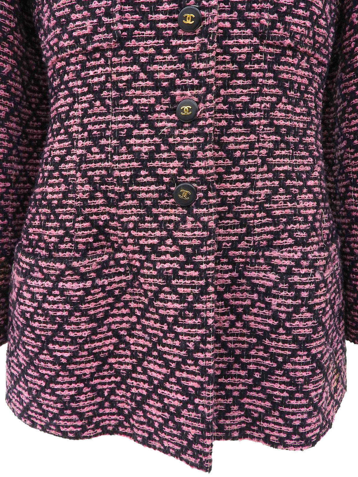 ツイードCCマークジャケット ブラック/ピンク