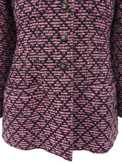 ツイードCCマークジャケット ブラック/ピンク