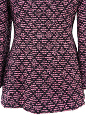 ツイードCCマークジャケット　ブラック／ピンク