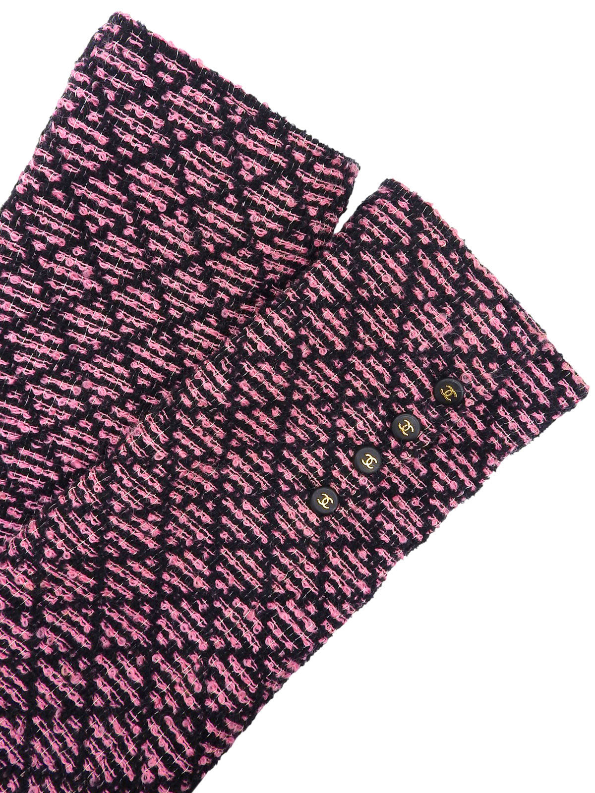 ツイードCCマークジャケット ブラック/ピンク