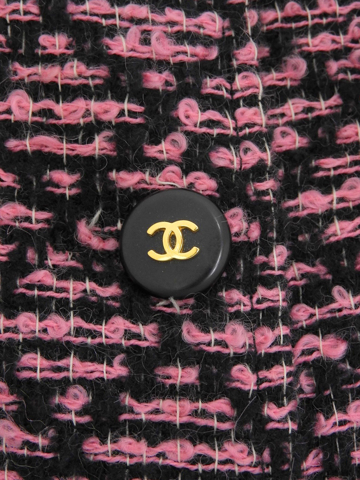 ツイードCCマークジャケット　ブラック／ピンク