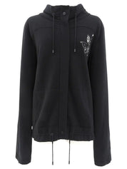 Cashmere CC Mark Zip-Up Cardigan in Black