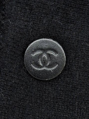 Cashmere CC Mark Zip-Up Cardigan in Black