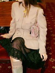 1996 CC mark button jacket, beige