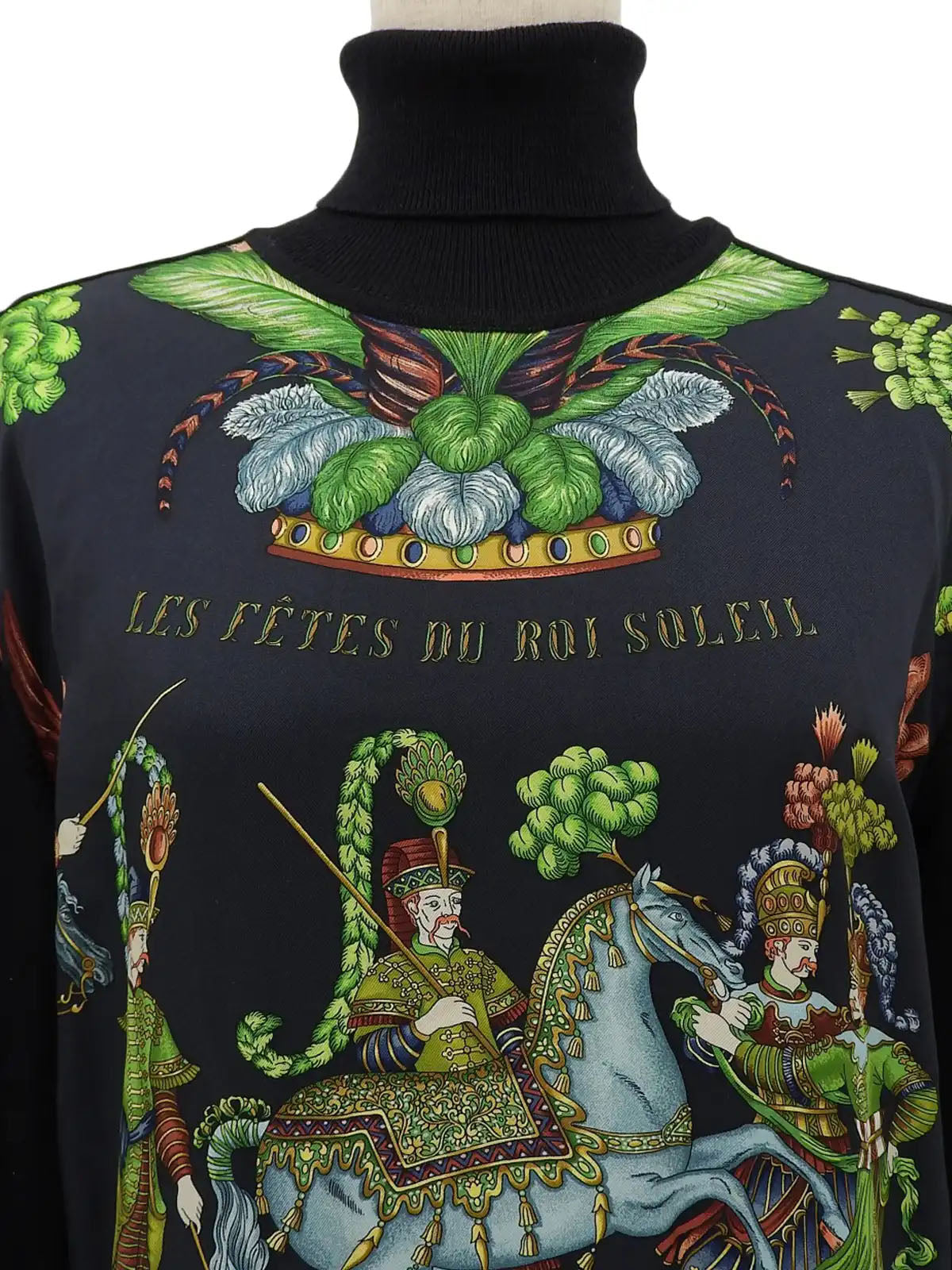 Silk knit combination design pattern long sleeve shirt in black/multi