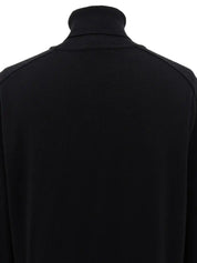Silk knit combination design pattern long sleeve shirt in black/multi
