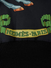 Silk knit combination design pattern long sleeve shirt in black/multi