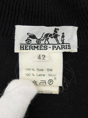 Silk knit combination design pattern long sleeve shirt in black/multi