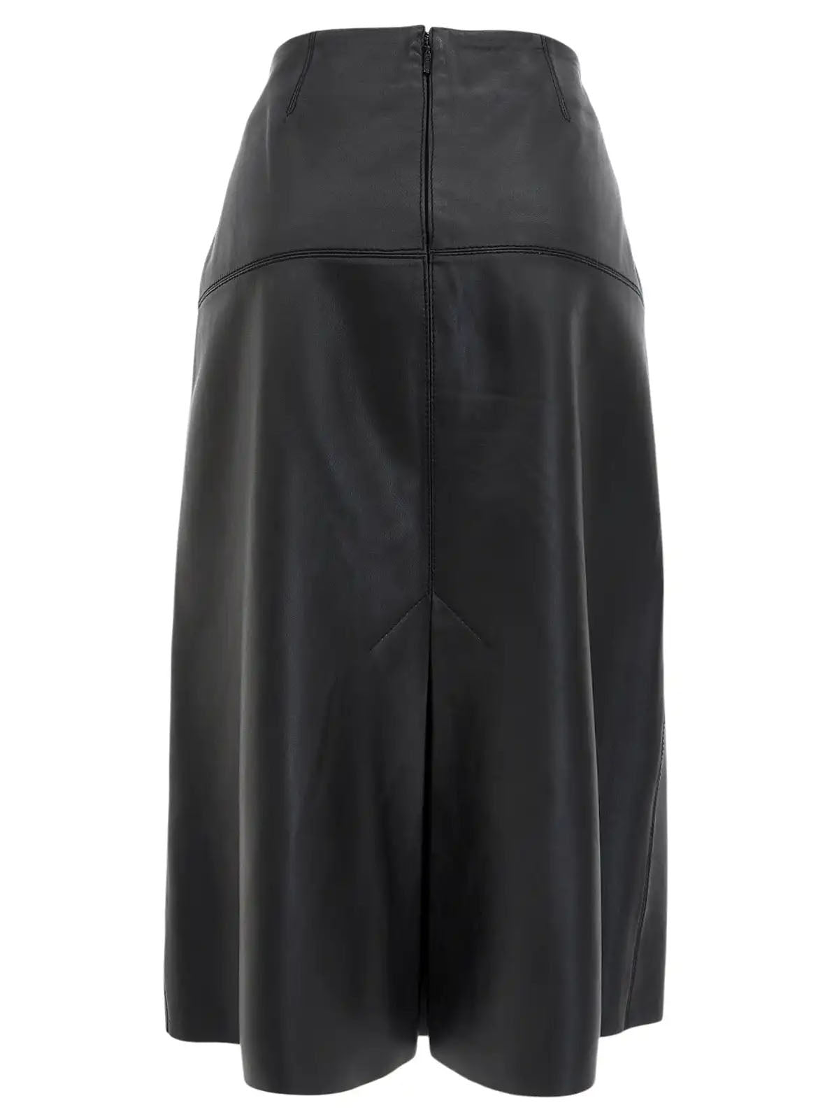 Leather Box Pleated Skirt in Black