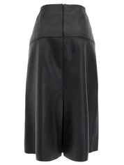 Leather Box Pleated Skirt in Black