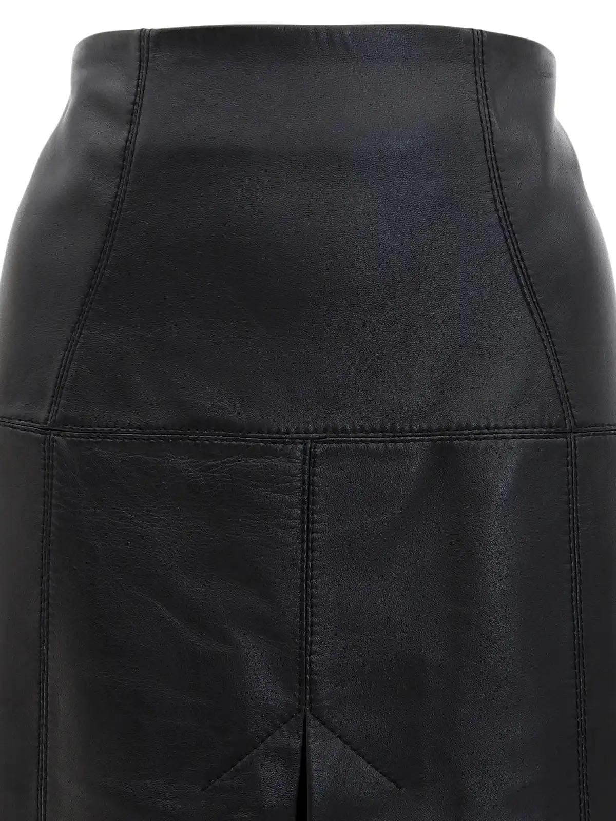 Leather Box Pleated Skirt in Black