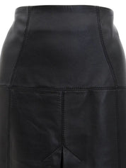 Leather Box Pleated Skirt in Black
