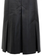 Leather Box Pleated Skirt in Black