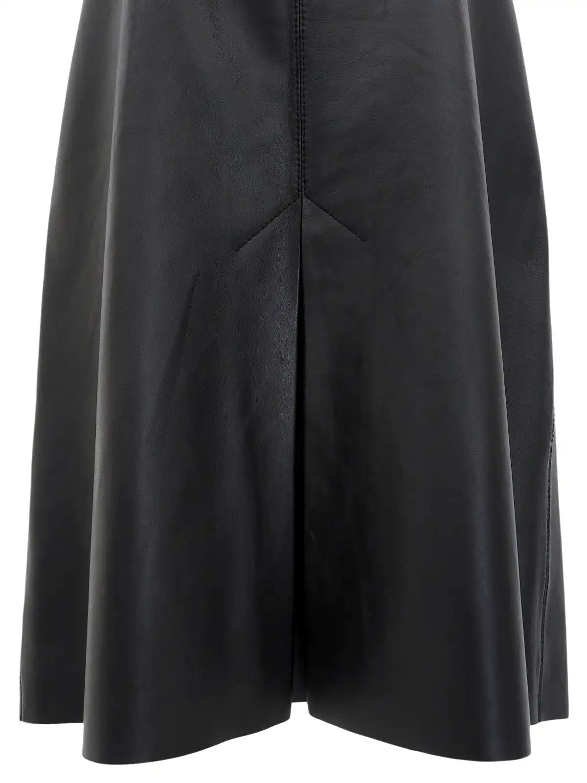 Leather Box Pleated Skirt in Black