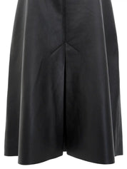 Leather Box Pleated Skirt in Black