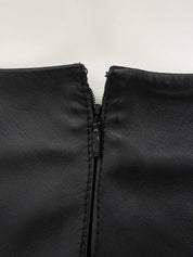 Leather Box Pleated Skirt in Black