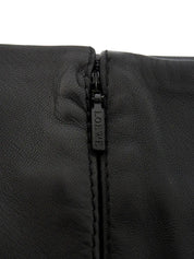 Leather Box Pleated Skirt in Black