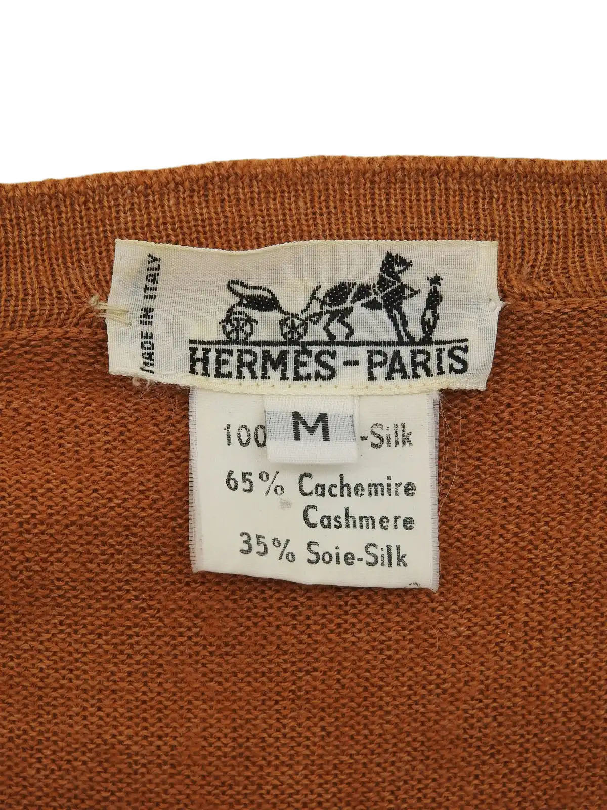 Cashmere and Silk Combination Animal Pattern Cardigan in Camel