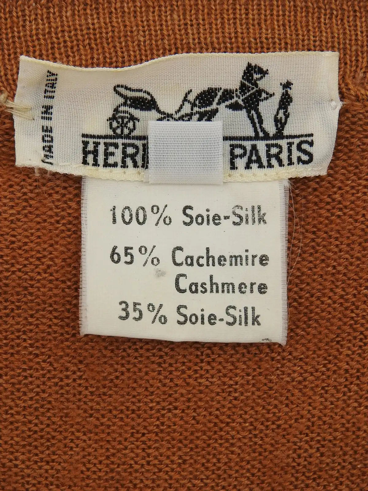 Cashmere and Silk Combination Animal Pattern Cardigan in Camel