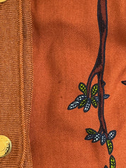 Cashmere and Silk Combination Animal Pattern Cardigan in Camel